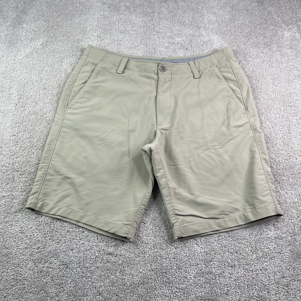 Under Armour Shorts Mens 36 Tan Khaki Match Play HeatGear Golf Performance Chino